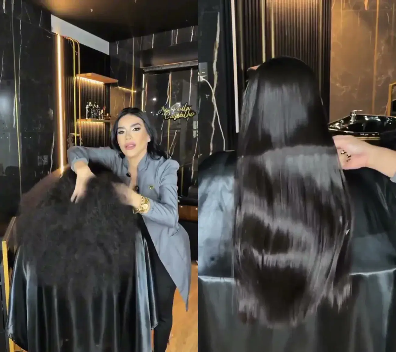 Antes e depois real de Realinhamento com a linha Pantera Negra